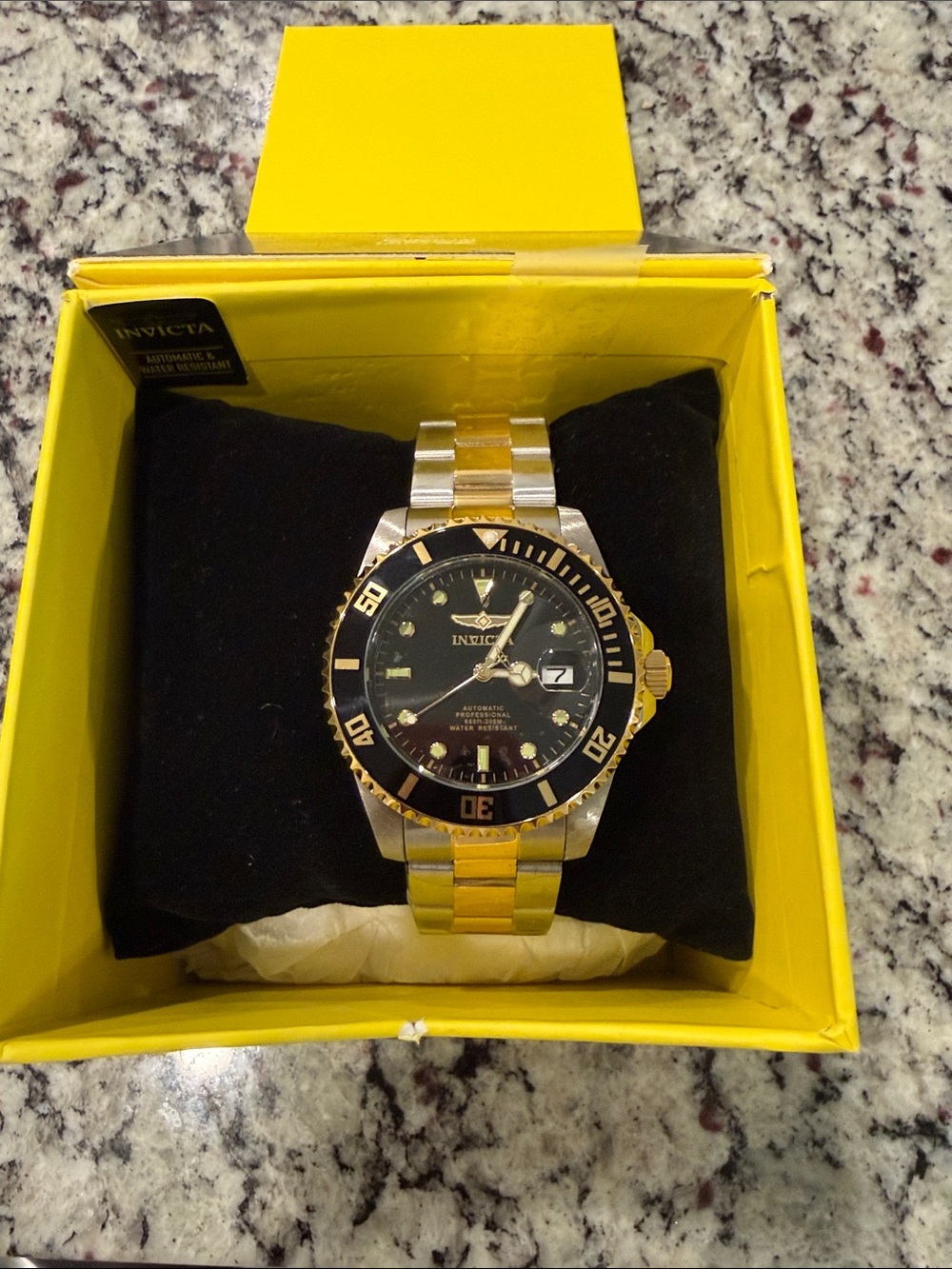 Invicta Pro Diver 36973 Men’s Automatic Watch 44mm Two Tone Black Dial 200M